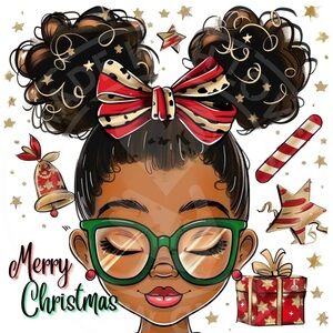 Christmas Cartoon Art Print with Green Glasses